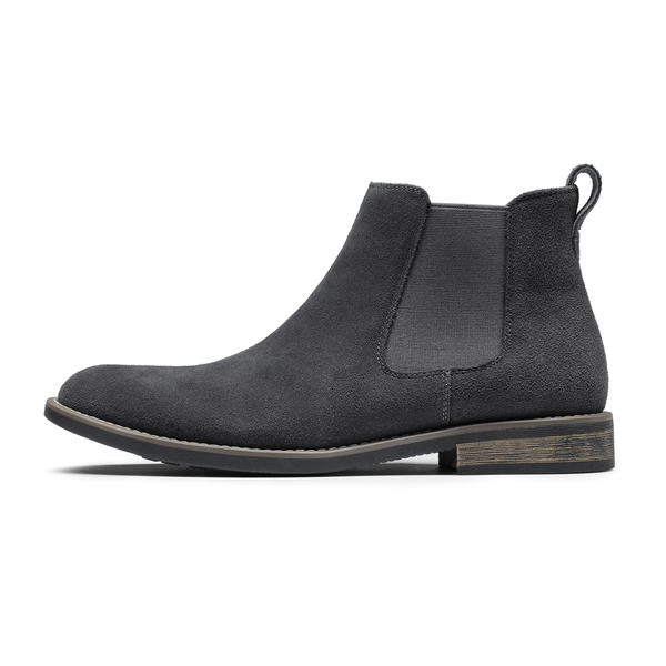 Men's Timeless Suede Leather Chelsea Boots - GREY - 2